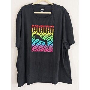 New Puma Pride Repeat Men's Black Short Sleeve Tee Size 4XL 100% Cotton